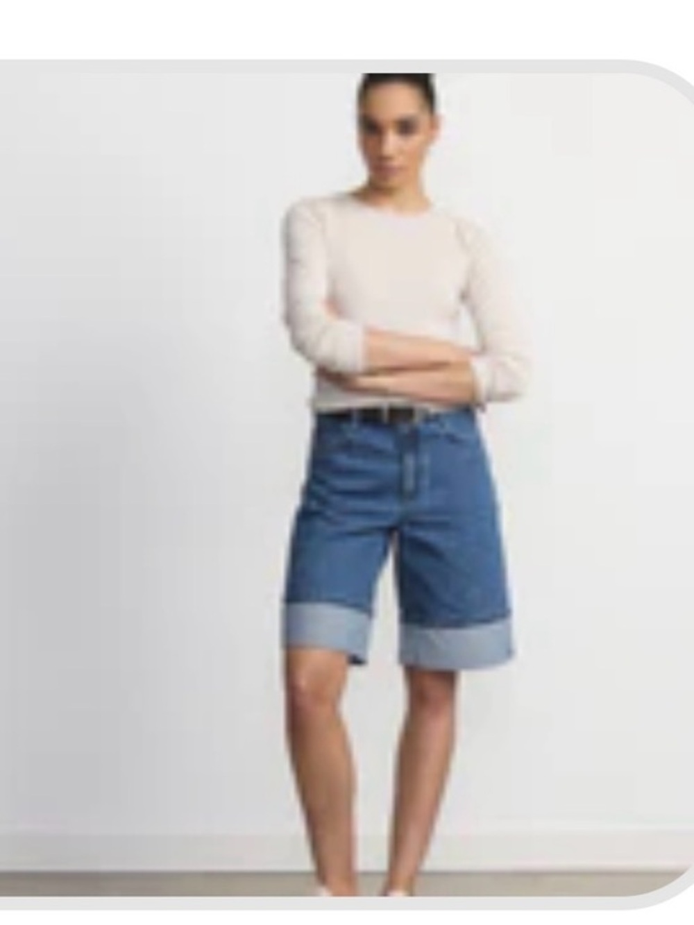 The Whitney Long Bermuda Short in Medium Blue | Frank & Oak | size 27